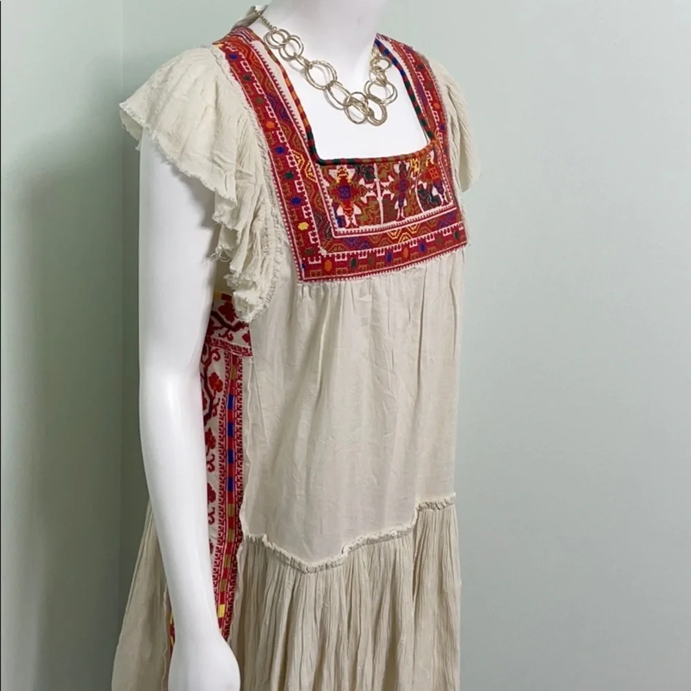Free People Embroidered Glow White Sand Dress